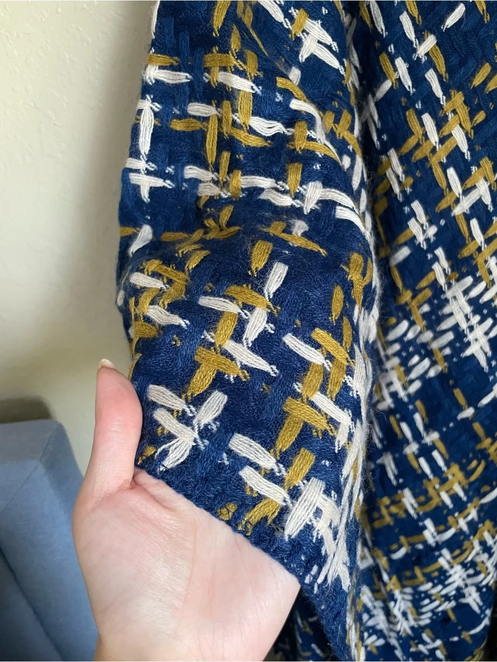 New World Market Plaid Wrap One Size Longline Blue Multicolor